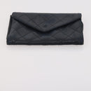 CHANEL Matelasse Wallet Caviar Skin Nylon 3 Set Black Gray Navy CC Auth bs34162-18