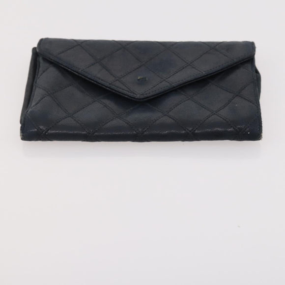 CHANEL Matelasse Wallet Caviar Skin Nylon 3 Set Black Gray Navy CC Auth bs34162