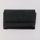 CHANEL Matelasse Wallet Caviar Skin Nylon 3 Set Black Gray Navy CC Auth bs34162-8