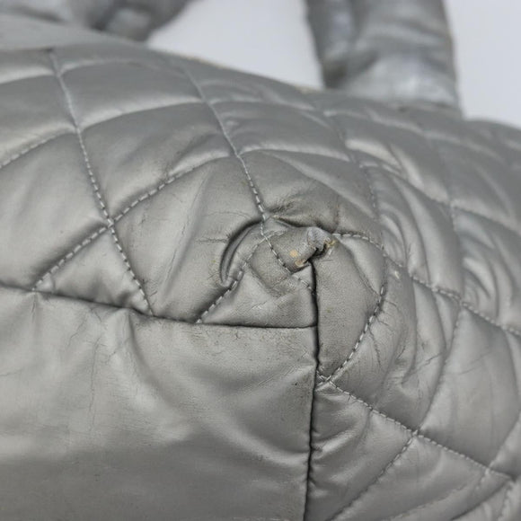 CHANEL Cococoon Hand Bag Nylon Silver CC Auth bs34163