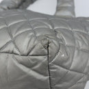 CHANEL Cococoon Hand Bag Nylon Silver CC Auth bs34163-15