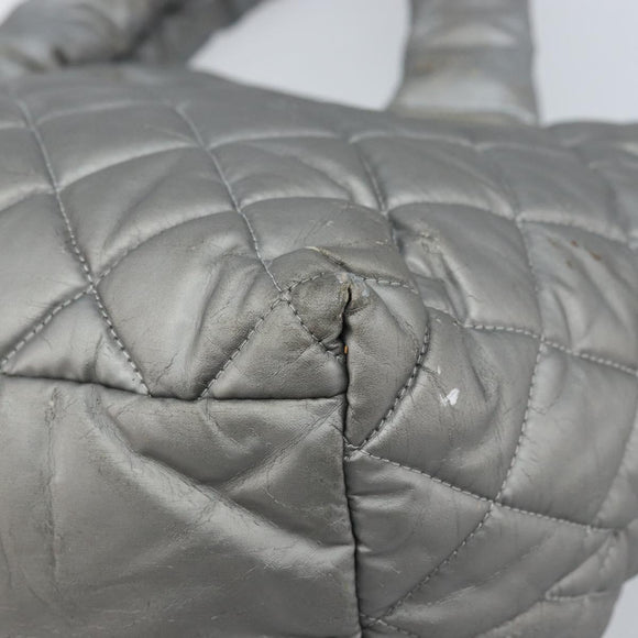 CHANEL Cococoon Hand Bag Nylon Silver CC Auth bs34163