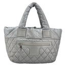 CHANEL Cococoon Hand Bag Nylon Silver CC Auth bs34163-13