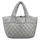 CHANEL Cococoon Hand Bag Nylon Silver CC Auth bs34163-2