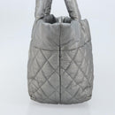 CHANEL Cococoon Hand Bag Nylon Silver CC Auth bs34163-3