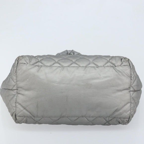 CHANEL Cococoon Hand Bag Nylon Silver CC Auth bs34163