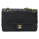 CHANEL Matelasse 25 Double Flap Chain Bag Lammleder Gold Schwarz CC Auth bs34164-13