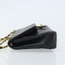 CHANEL Matelasse 25 Double Flap Chain Bag Lamb Skin Gold Black CC Auth bs34164-4
