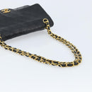 CHANEL Matelasse 25 Double Flap Chain Bag Lammleder Gold Schwarz CC Auth bs34164-7