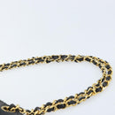 CHANEL Matelasse 25 Double Flap Chain Bag Lamb Skin Gold Black CC Auth bs34164-14