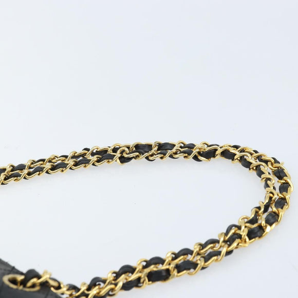 CHANEL Matelasse 25 Double Flap Chain Bag Lammleder Gold Schwarz CC Auth bs34164
