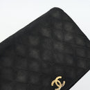 CHANEL Matelassé Chain Shoulder Bag Baumwolle Schwarz Gold CC Auth bs34166-10