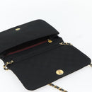 CHANEL Matelassé Chain Shoulder Bag Baumwolle Schwarz Gold CC Auth bs34166-18