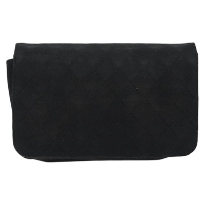 CHANEL Matelasse Chain Shoulder Bag Cotton Black Gold CC Auth bs34166 - 0