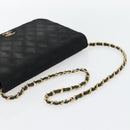 CHANEL Matelassé Chain Shoulder Bag Baumwolle Schwarz Gold CC Auth bs34166-7