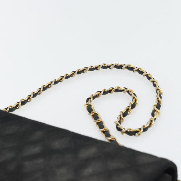 CHANEL Matelassé Chain Shoulder Bag Baumwolle Schwarz Gold CC Auth bs34166