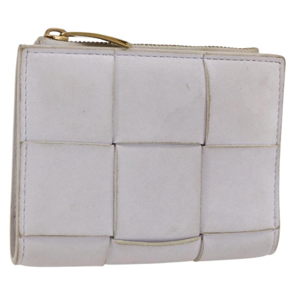 BOTTEGA VENETA INTRECCIATO Bifold Wallet Leather Purple Gold Auth bs34168