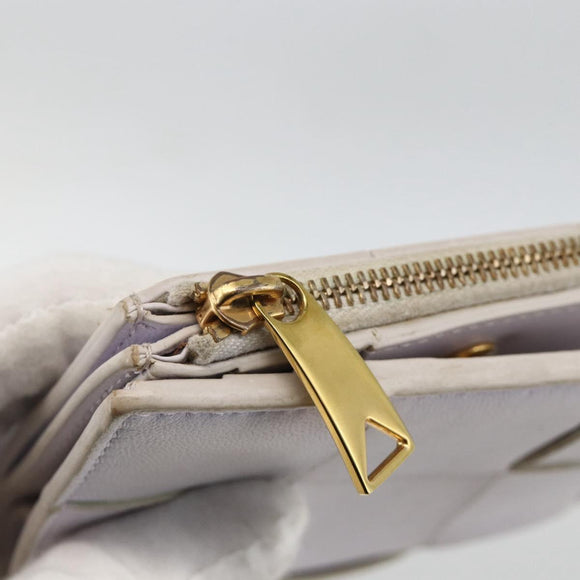 BOTTEGA VENETA INTRECCIATO Bifold Wallet Leather Purple Gold Auth bs34168