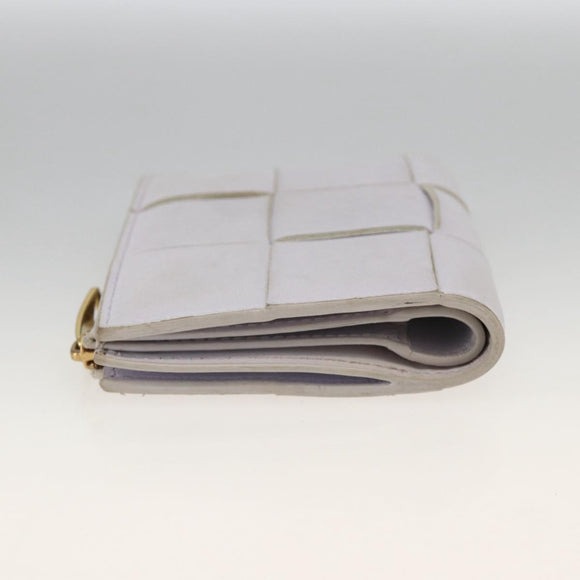 BOTTEGA VENETA INTRECCIATO Bifold Wallet Leather Purple Gold Auth bs34168