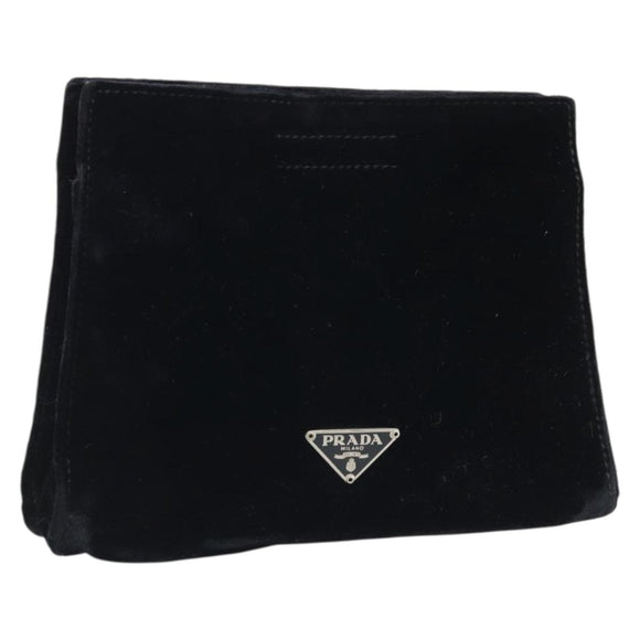 PRADA Pouch Velor Black Auth bs34170
