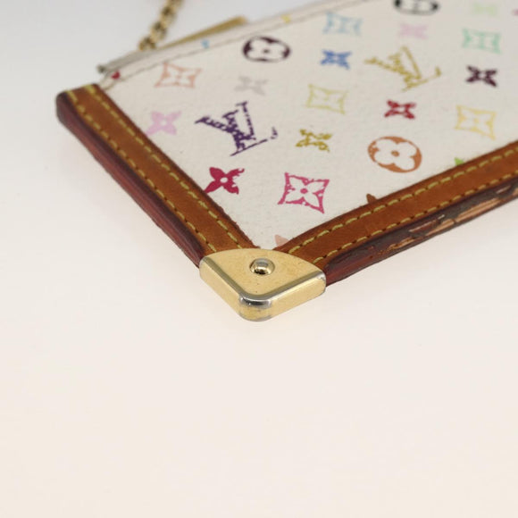 LOUIS VUITTON Monogram Multicolor Pochette Cles Purse White M92655 Auth bs34172