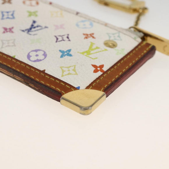 LOUIS VUITTON Monogram Multicolor Pochette Cles Purse White M92655 Auth bs34172
