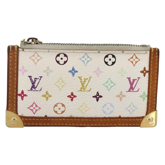 LOUIS VUITTON Monogram Multicolor Pochette Cles Purse White M92655 Auth bs34172