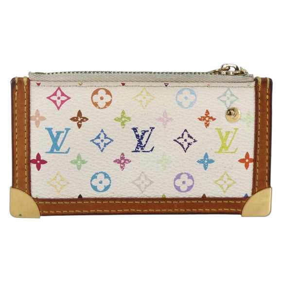 LOUIS VUITTON Monogram Multicolor Pochette Cles Purse White M92655 Auth bs34172