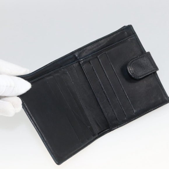 CHANEL Bifold Wallet Caviar Skin Black Gold CC Auth bs34177