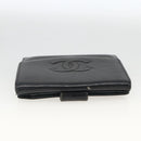 CHANEL Bifold Wallet Caviar Skin Black Gold CC Auth bs34177-6