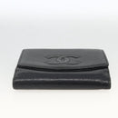 CHANEL Bifold Wallet Caviar Skin Black Gold CC Auth bs34177-7