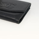 CHANEL Bifold Wallet Caviar Skin Black Gold CC Auth bs34177-8