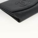 CHANEL Bifold Wallet Caviar Skin Black Gold CC Auth bs34177-9
