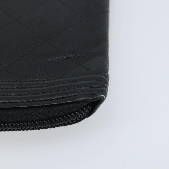 CHANEL Boy Chanel Matelasse Wallet Caviar Skin Black CC Auth bs34179