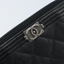 CHANEL Boy Chanel Matelasse Wallet Caviar Skin Black CC Auth bs34179-13