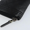 CHANEL Boy Chanel Matelasse Wallet Caviar Skin Black CC Auth bs34179-9