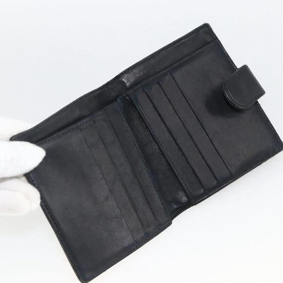 CHANEL Bifold Wallet Caviar Skin Black Gold CC Auth bs34185