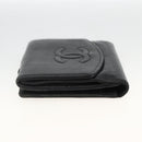CHANEL Bifold Wallet Caviar Skin Black Gold CC Auth bs34185-4