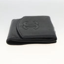 CHANEL Bifold Wallet Caviar Skin Black Gold CC Auth bs34185-5