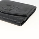 CHANEL Bifold Wallet Caviar Skin Black Gold CC Auth bs34185-8