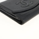 CHANEL Bifold Wallet Caviar Skin Black Gold CC Auth bs34185-9