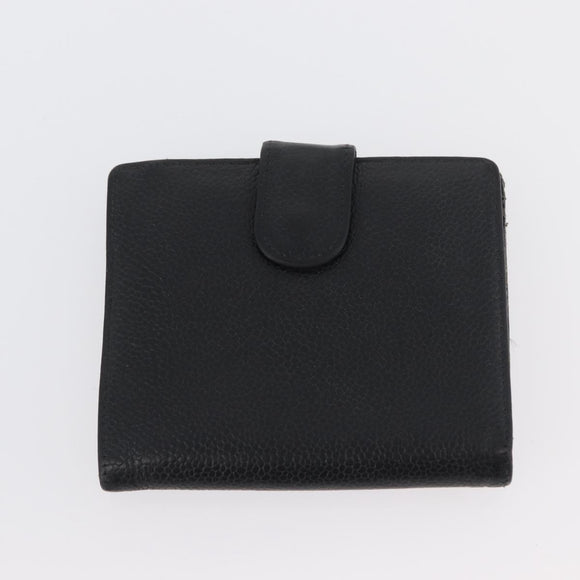 CHANEL Wallet Caviar Skin 2 Set Black CC Auth bs34186