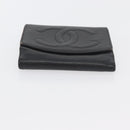 CHANEL Wallet Caviar Skin 2 Set Black CC Auth bs34186-14
