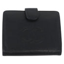 CHANEL Wallet Caviar Skin 2 Set Black CC Auth bs34186-2