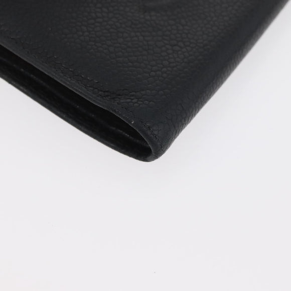 CHANEL Wallet Caviar Skin 2 Set Black CC Auth bs34186
