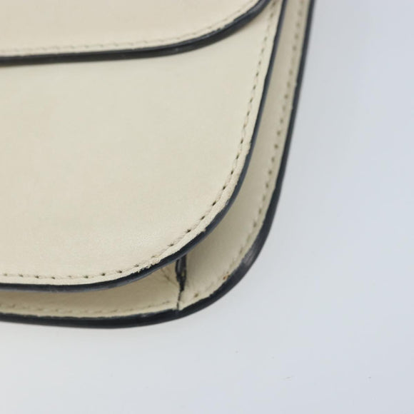 VALENTINO Chain Shoulder Bag Leather White Gold Auth bs34199
