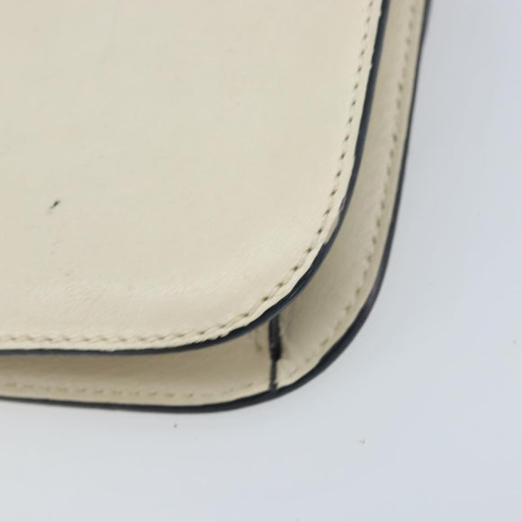 VALENTINO Chain Shoulder Bag Leather White Gold Auth bs34199