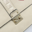 VALENTINO Chain Shoulder Bag Leather White Gold Auth bs34199-14