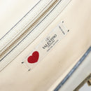 VALENTINO Chain Shoulder Bag Leather White Gold Auth bs34199-17