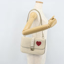 VALENTINO Chain Shoulder Bag Leather White Gold Auth bs34199-24